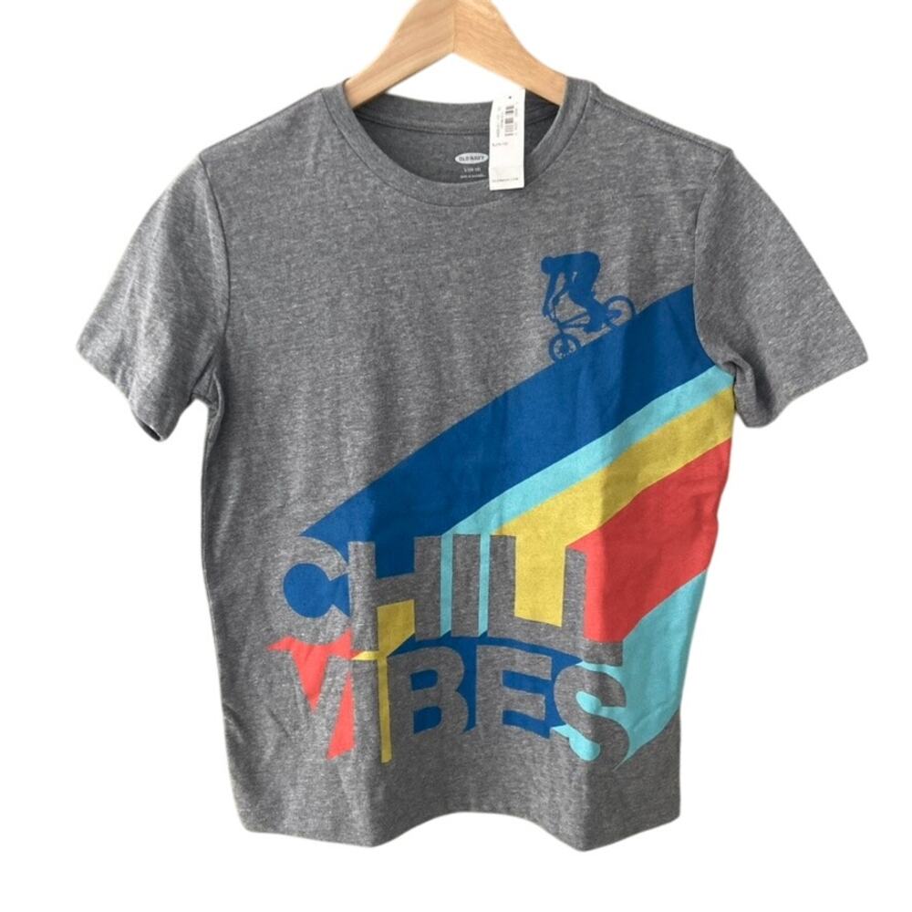 Old Navy NEW Chill Vibes Bicycle Tee - Gray - Large 10-12